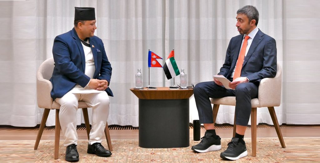 नेपाललाई ३ अर्ब ८३ करोड सहयोग गर्ने यूएईको प्रतिवद्धता